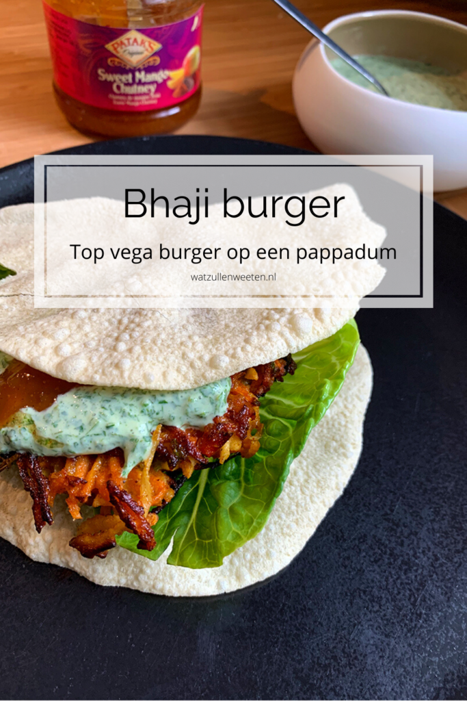 Bhaji burger op een pappadum